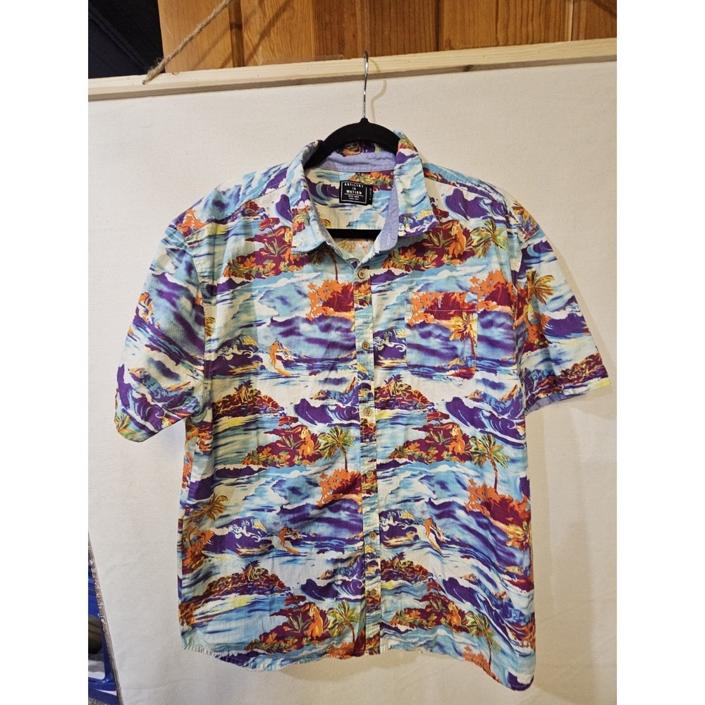 Artistry in Motion Mens Short Sleeve Button Down Hawaiian Shirt XL